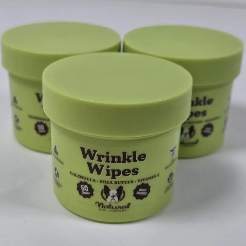 Natural Dog Company Wrinkle Wipes 50 Ct 3 Pack Calendula Shea Vitamin E